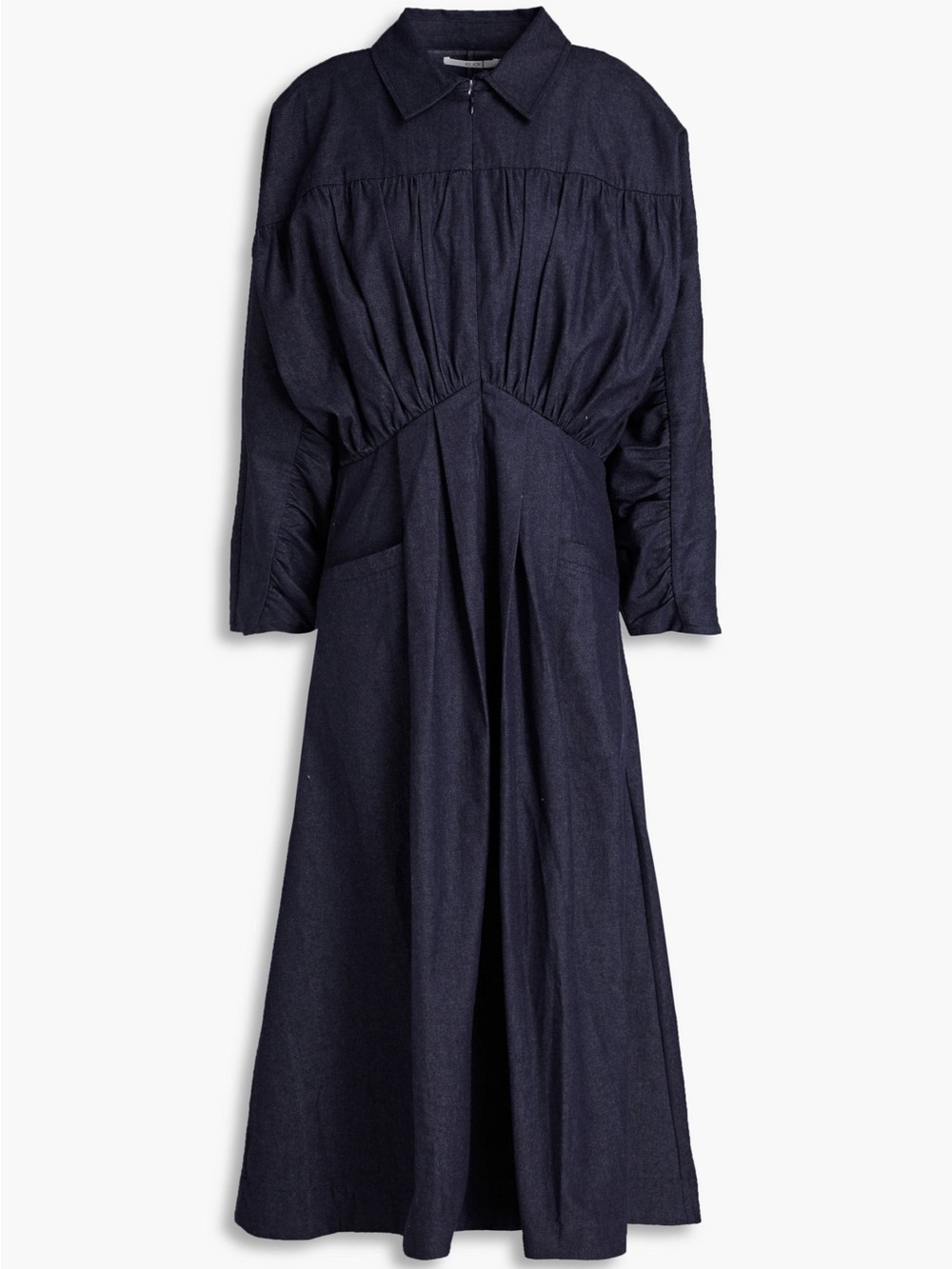 Co Collection Gathered Cotton-Chambray Midi Shirt Maxi Dress XL